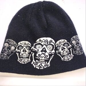 Black Beanie with Skull Design